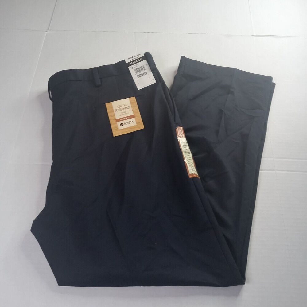 Haggar Cool 18 Performance Classic Fit No Iron Comfort Waist‎ Pants Men's 44x32